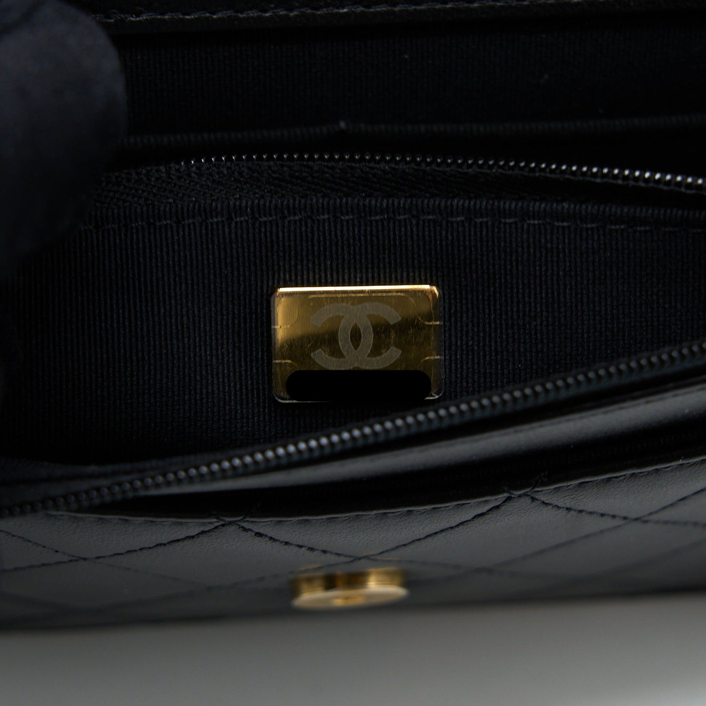 Chanel Top Handle Wallet On Chain Lambskin Black Brushed GHW (Microchip)