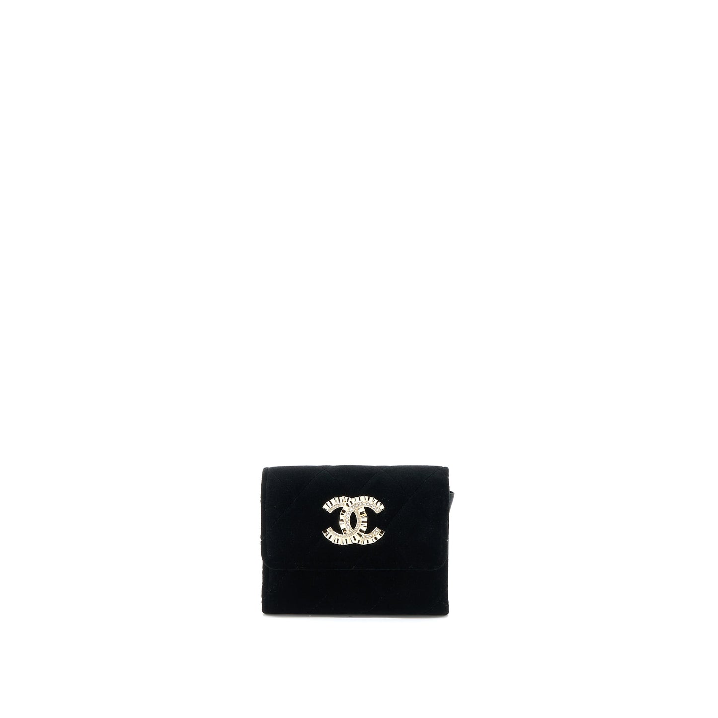 Chanel Flap  Holder Giant CC Logo Velvet Black LGHW