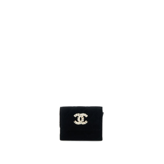 Chanel Flap  Holder Giant CC Logo Velvet Black LGHW