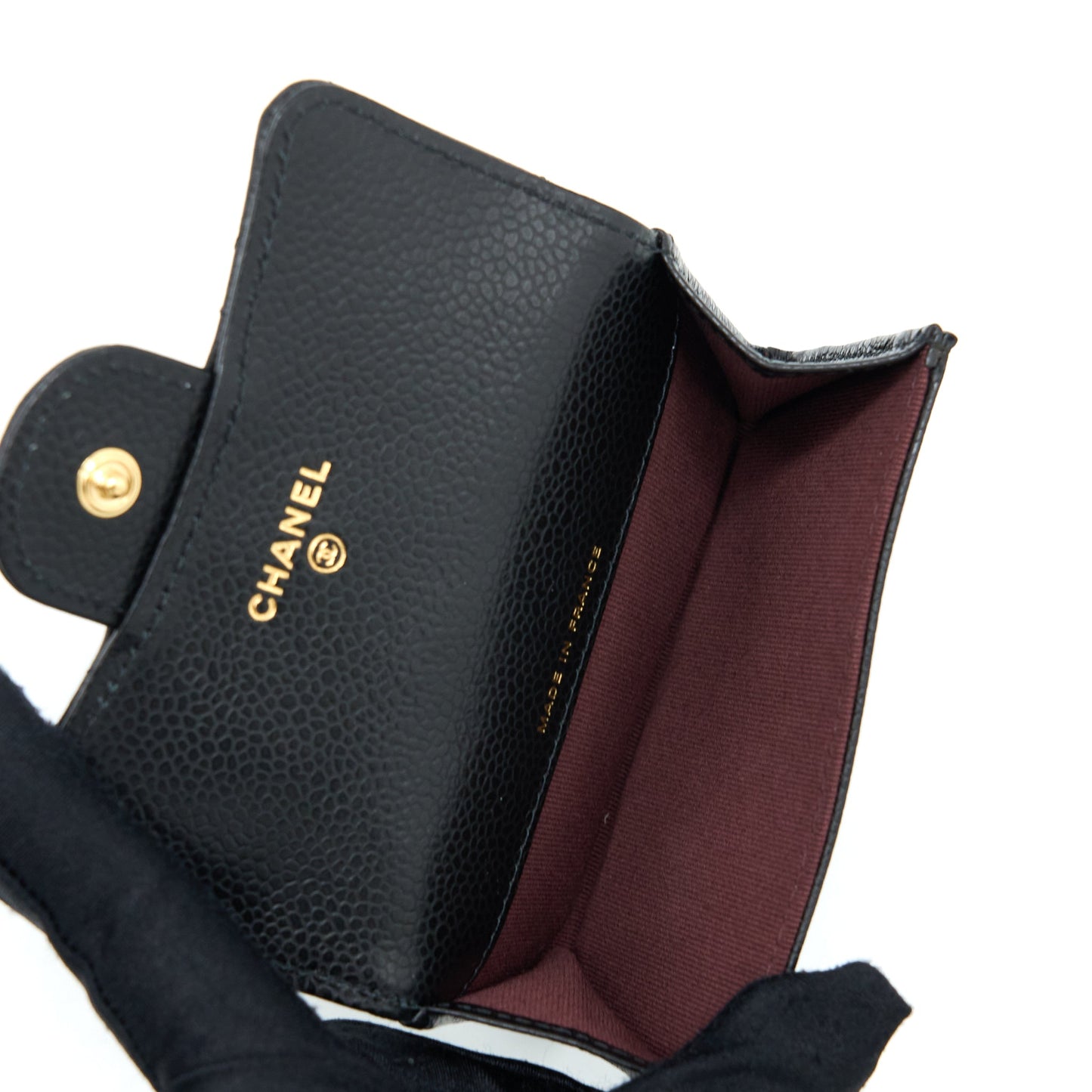 Chanel Classic Flap holder Caviar Black GHW(Microchip)