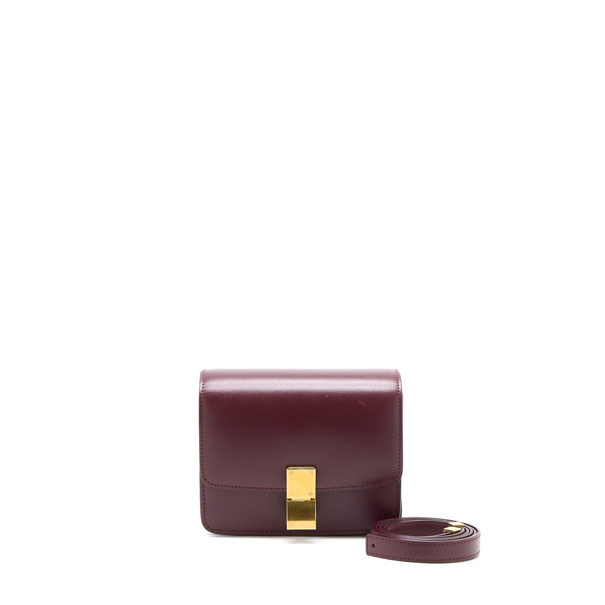Celine Mini Box Calfskin Burgundy GHW