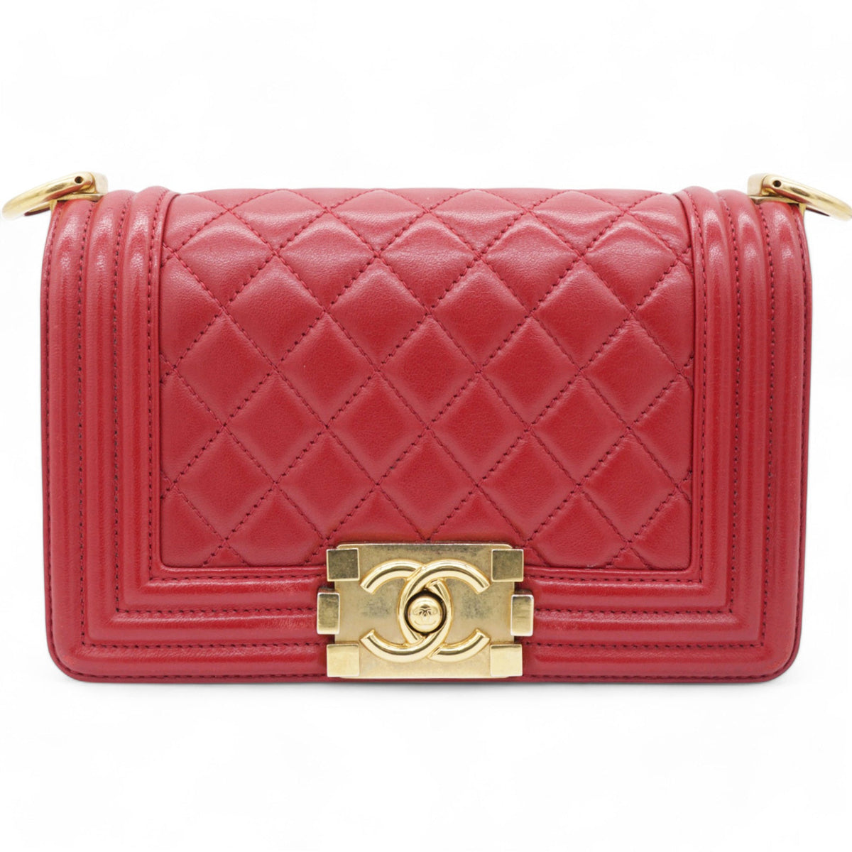 Chanel Lambskin Quilted Boy Flap Red Small