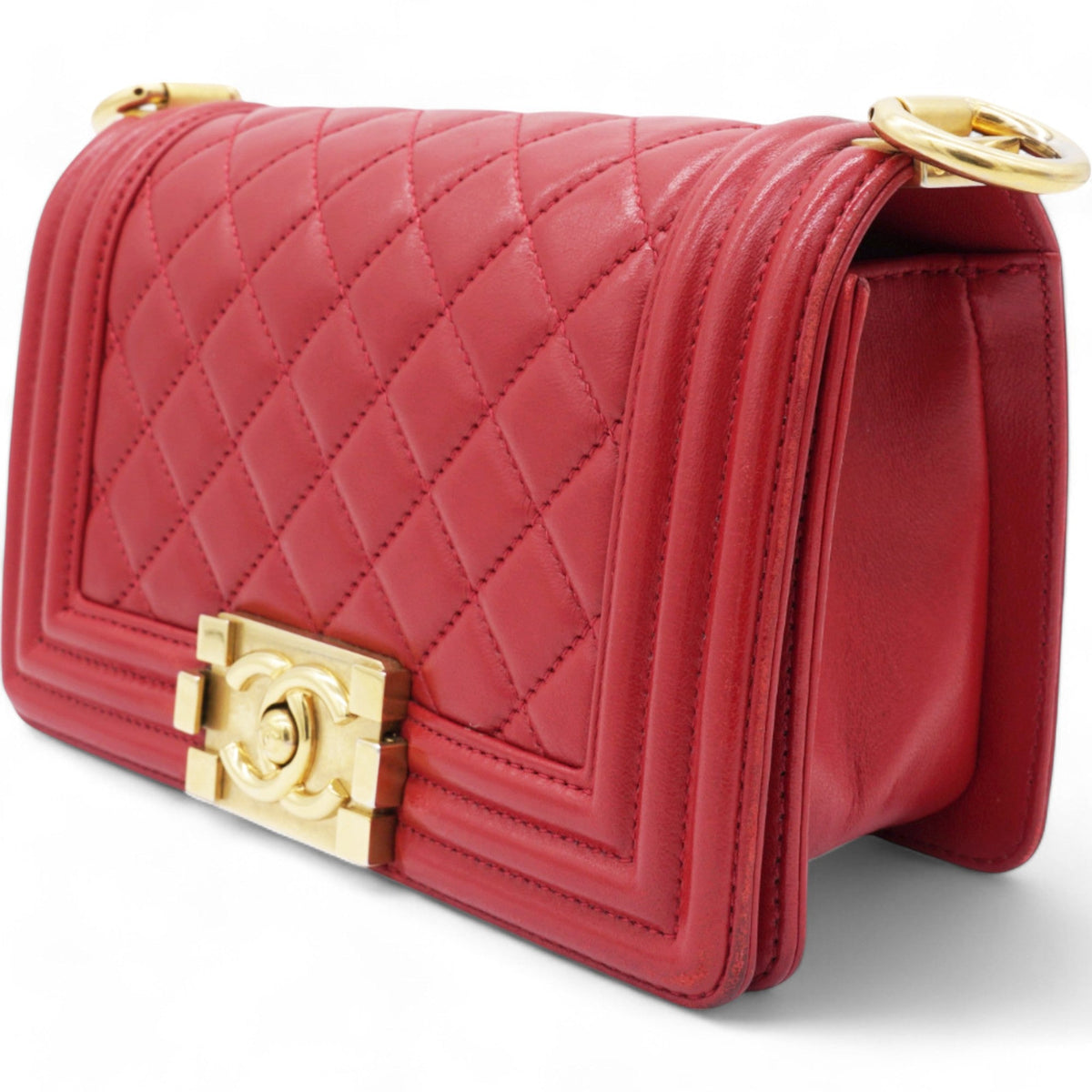 Chanel Lambskin Quilted Boy Flap Red Small