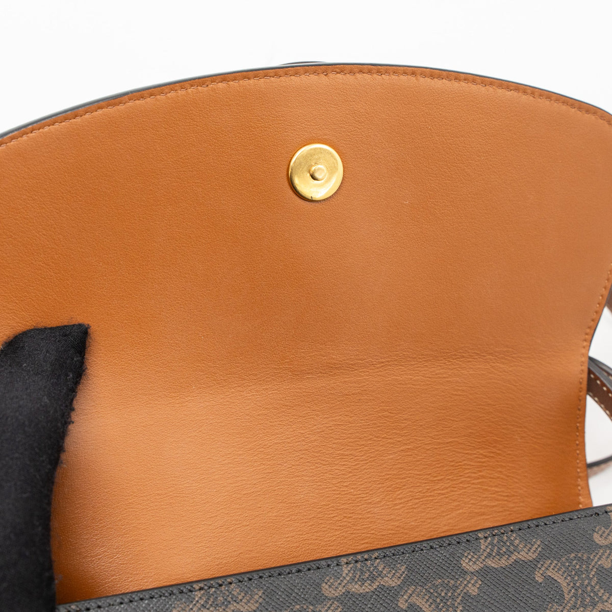Celine Clutch On Strap Tabou Calfskin/Triomphe Canvas Tan GHW
