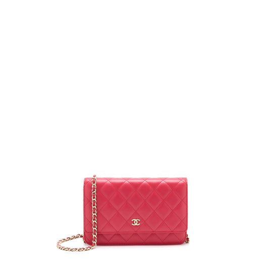 Chanel Classic Wallet On Chain Lambskin Red GHW