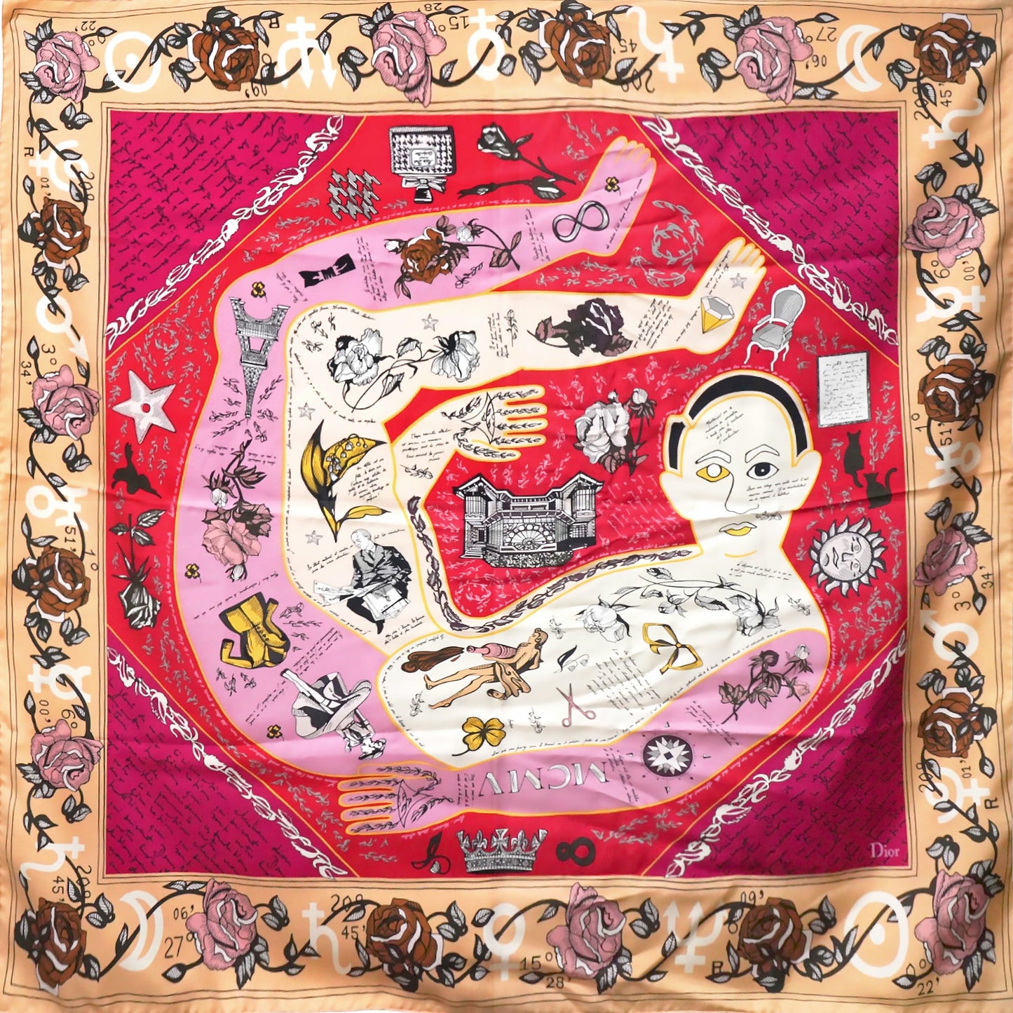 Dior Scarf Silk Square Foulard Orange/ Red/ Blue/ Green