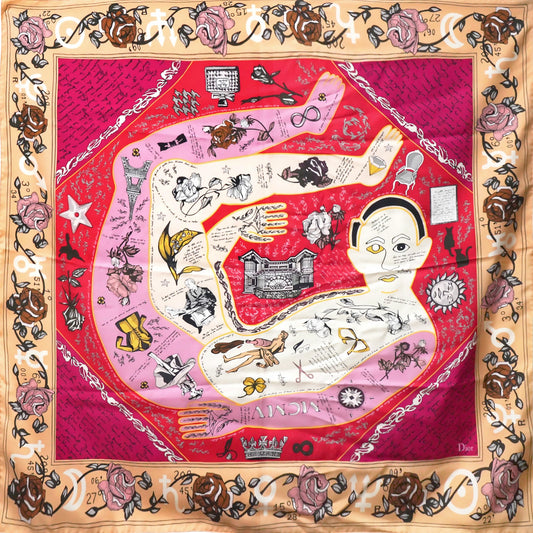 Dior Scarf Silk Square Foulard Orange/ Red/ Blue/ Green