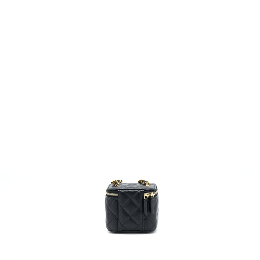 Chanel 22S Pearl Crush Mini Vanity With Chain Lambskin Black GHW