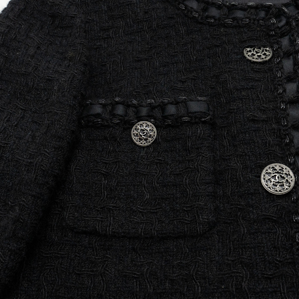 Chanel Size 38 La Petite Veste Noire Wool Jacket Black
