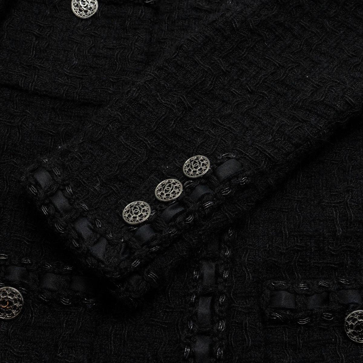 Chanel Size 38 La Petite Veste Noire Wool Jacket Black