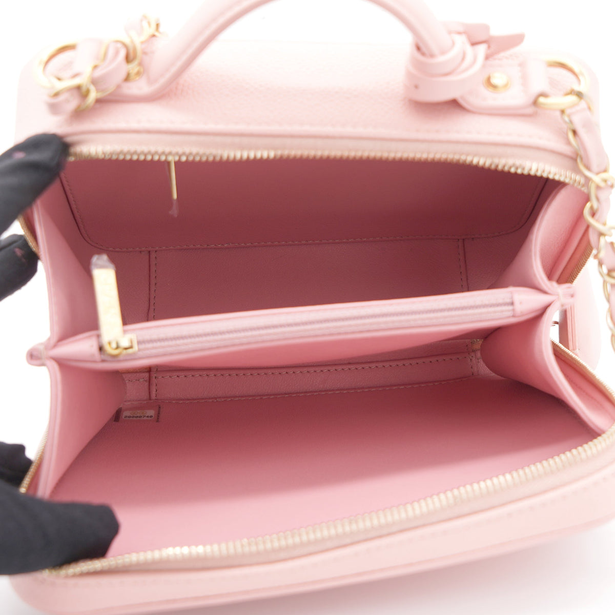 Chanel Pink Quilted Caviar Leather Medium CC Filigree Vanity Case Bag