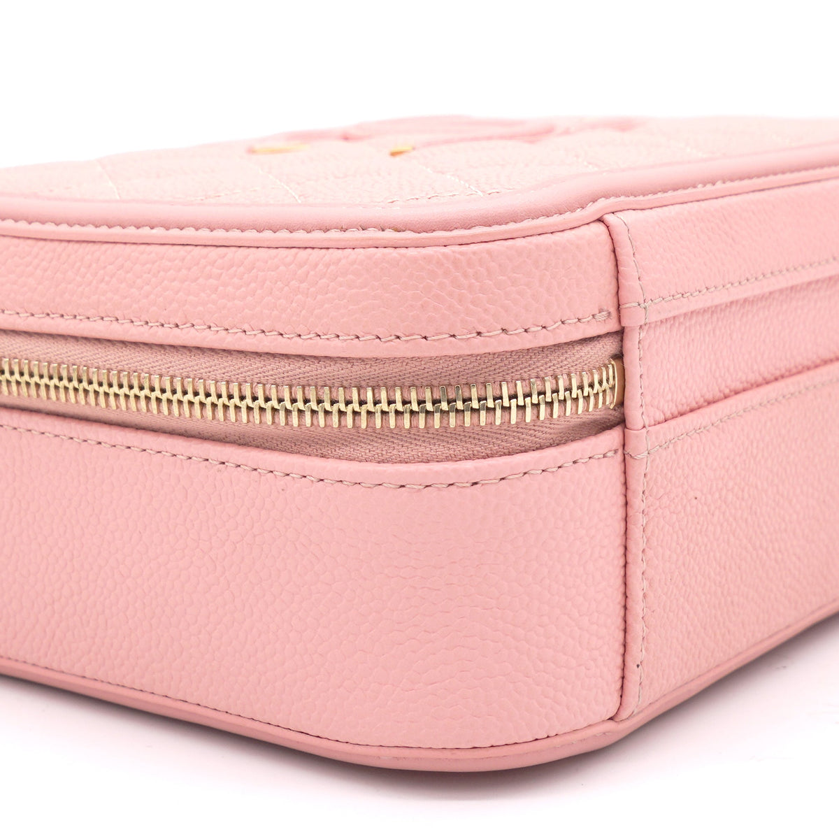 Chanel Pink Quilted Caviar Leather Medium CC Filigree Vanity Case Bag