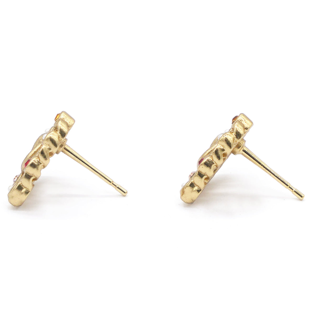 Chanel Pearl Crystal CC Heart Earrings Gold Multicolor
