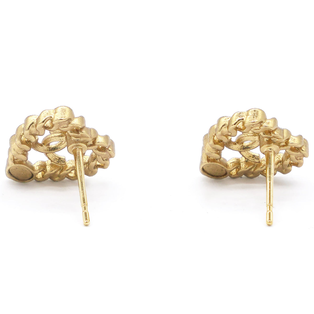 Chanel Pearl Crystal CC Heart Earrings Gold Multicolor
