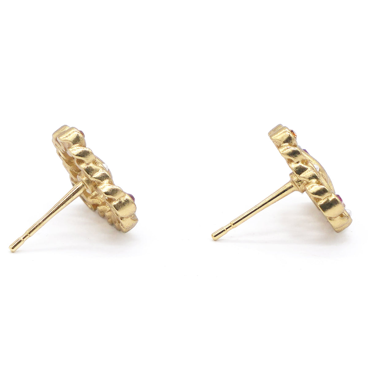 Chanel Pearl Crystal CC Heart Earrings Gold Multicolor