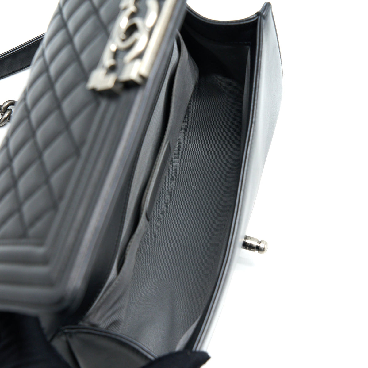 Chanel Medium Boy Bag Lambskin Black Ruthenium SHW