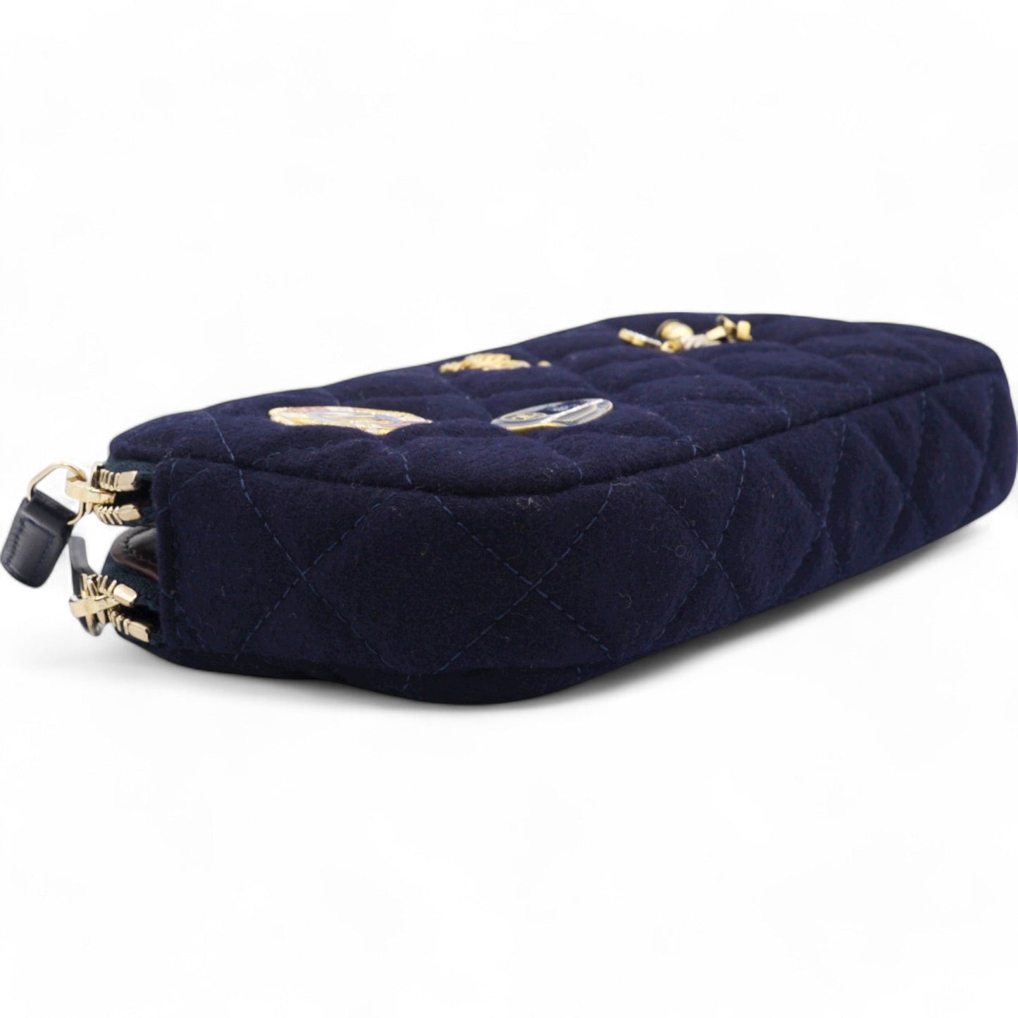 Chanel Navy Marine Cotton Phone Coco Mark Chain Shoulder Bag