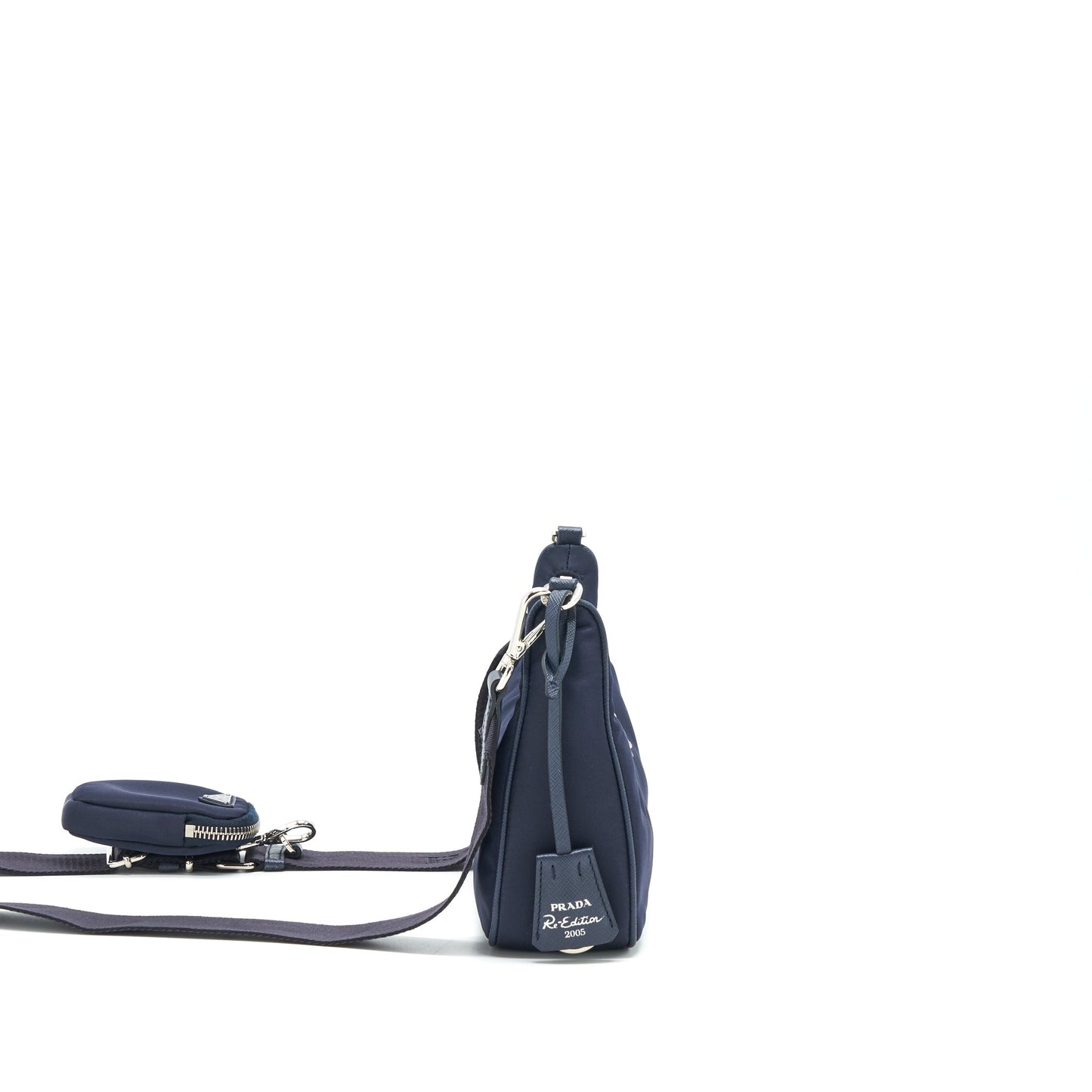 Prada 2005 Re-edition Nylon Shoulder Bag Indigo Blue SHW