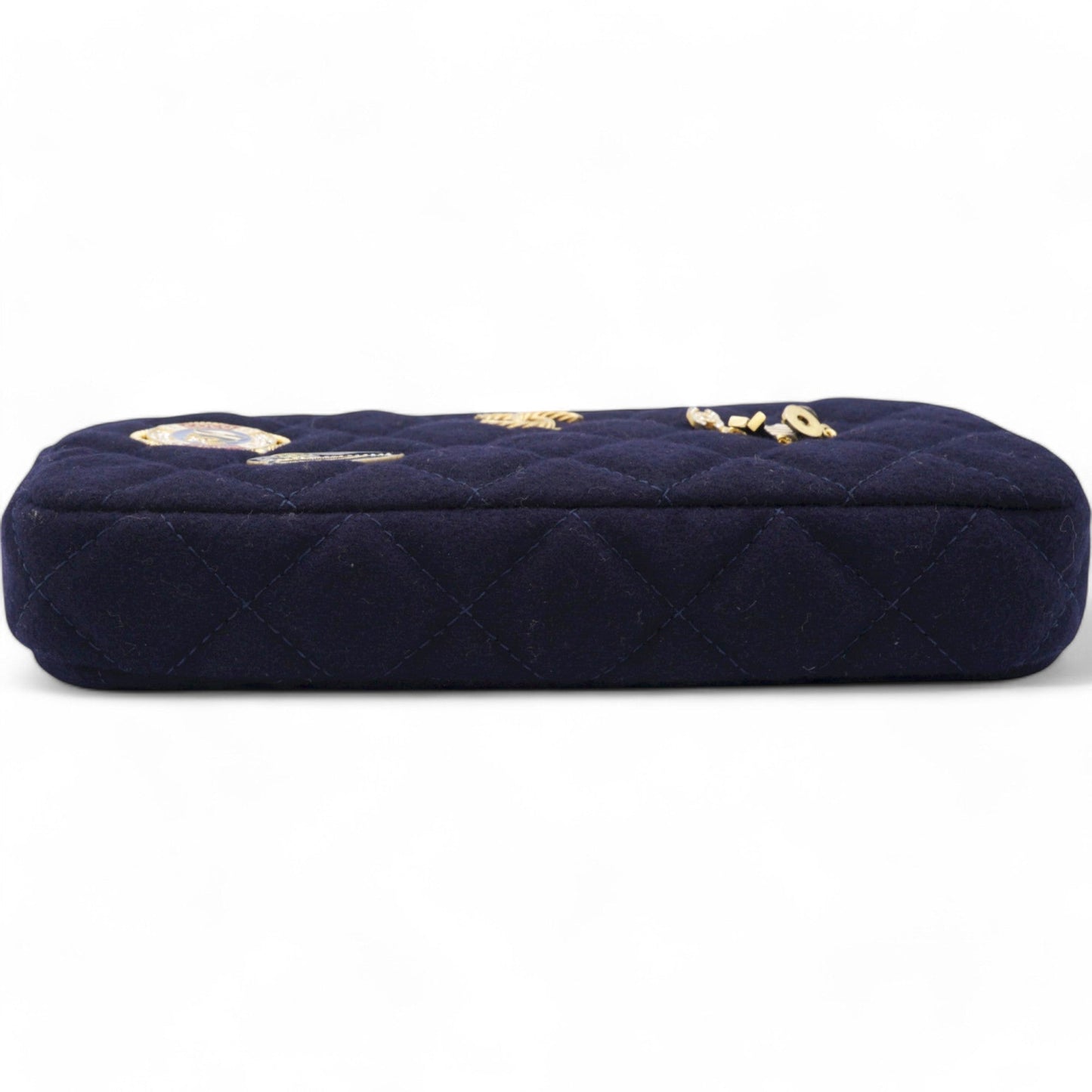 Chanel Navy Marine Cotton Phone Coco Mark Chain Shoulder Bag