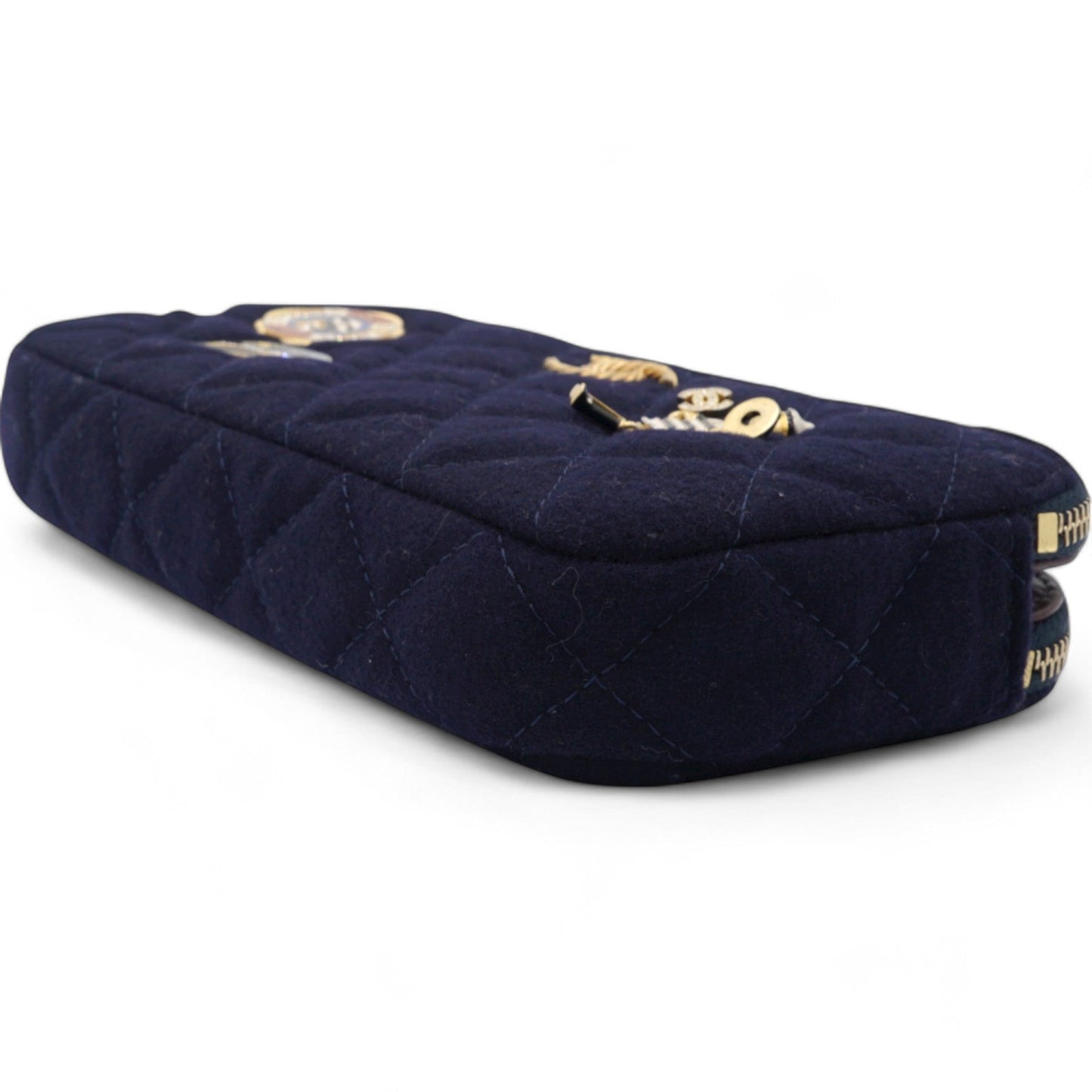 Chanel Navy Marine Cotton Phone Coco Mark Chain Shoulder Bag