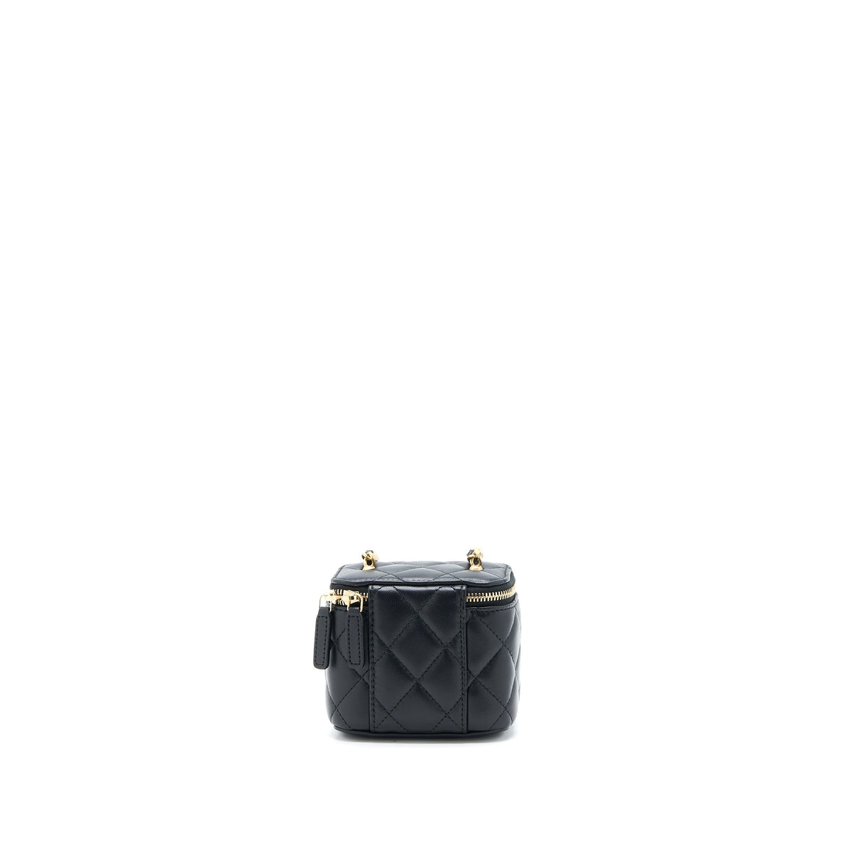 Chanel Pearl Crush Mini Vanity with Chain Lambskin Black GHW (Microchip)