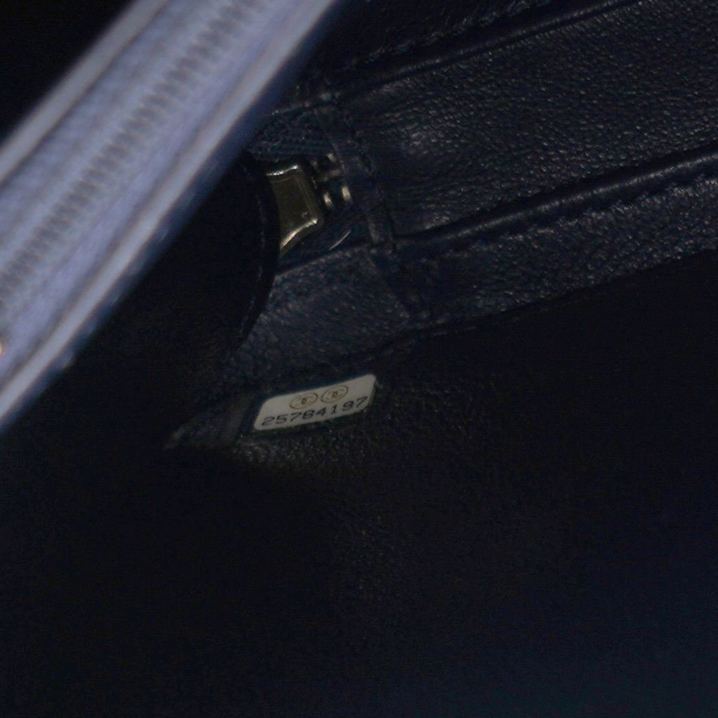 Chanel Navy Quilted Caviar Leather Medium CC Filigree Vanity Case Bag