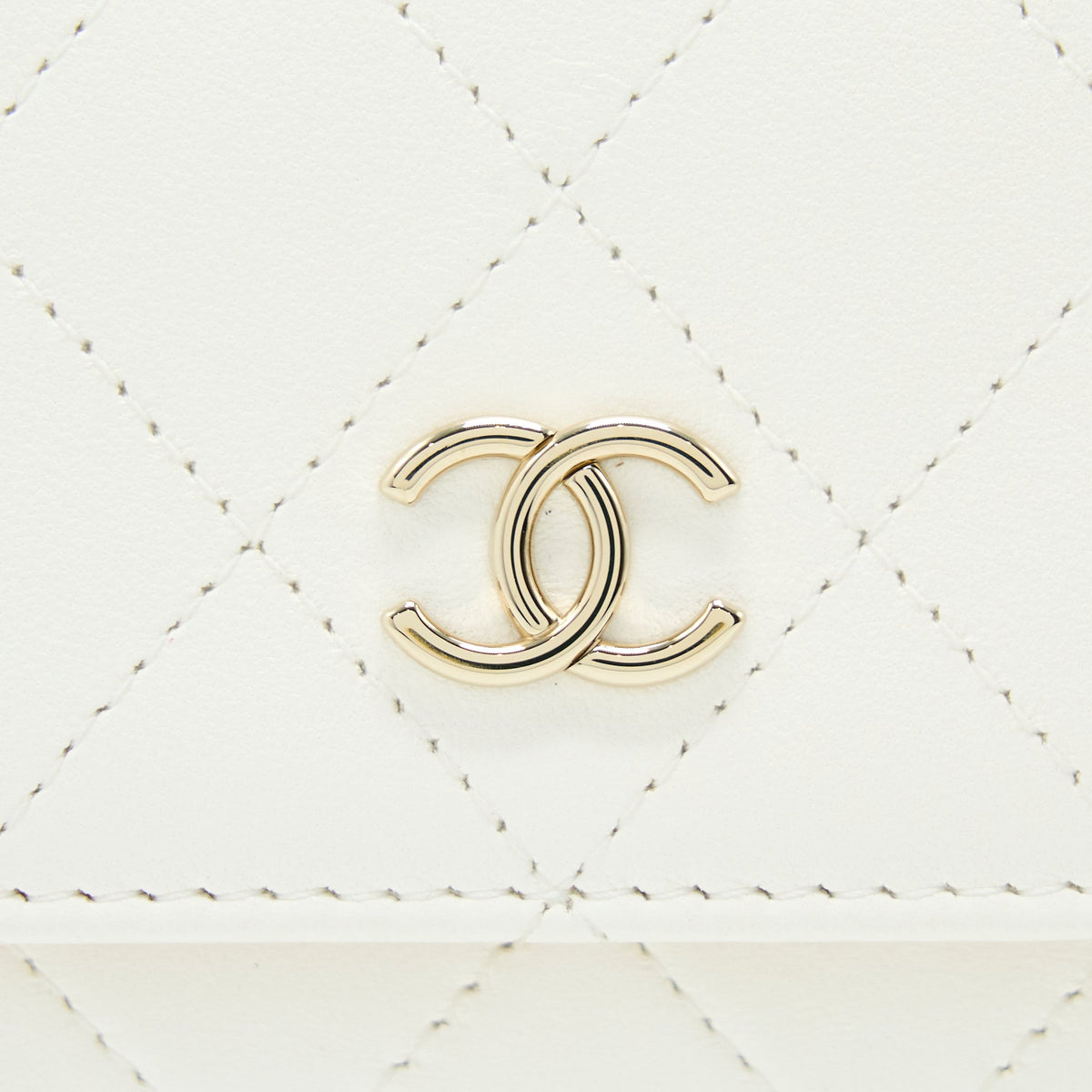 Chanel Rectangular Mini Flap Phone Case Bag Quilted Lambskin White LGHW (Microchip)