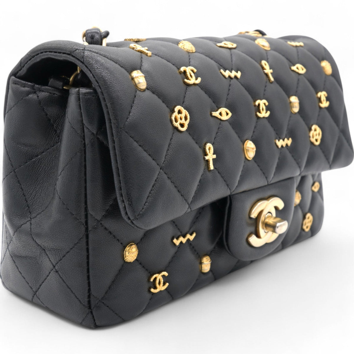Chanel Quilted Egyptian Amulet Mini Rectangular Flap Black