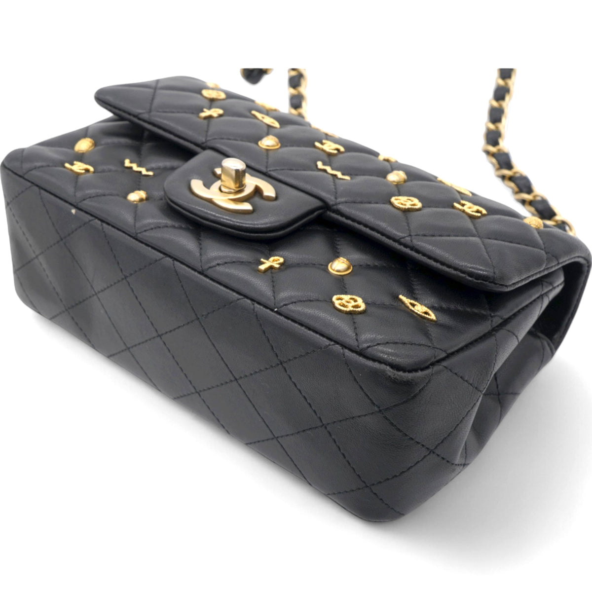 Chanel Quilted Egyptian Amulet Mini Rectangular Flap Black