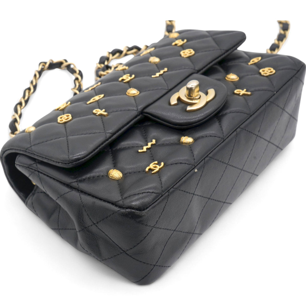 Chanel Quilted Egyptian Amulet Mini Rectangular Flap Black