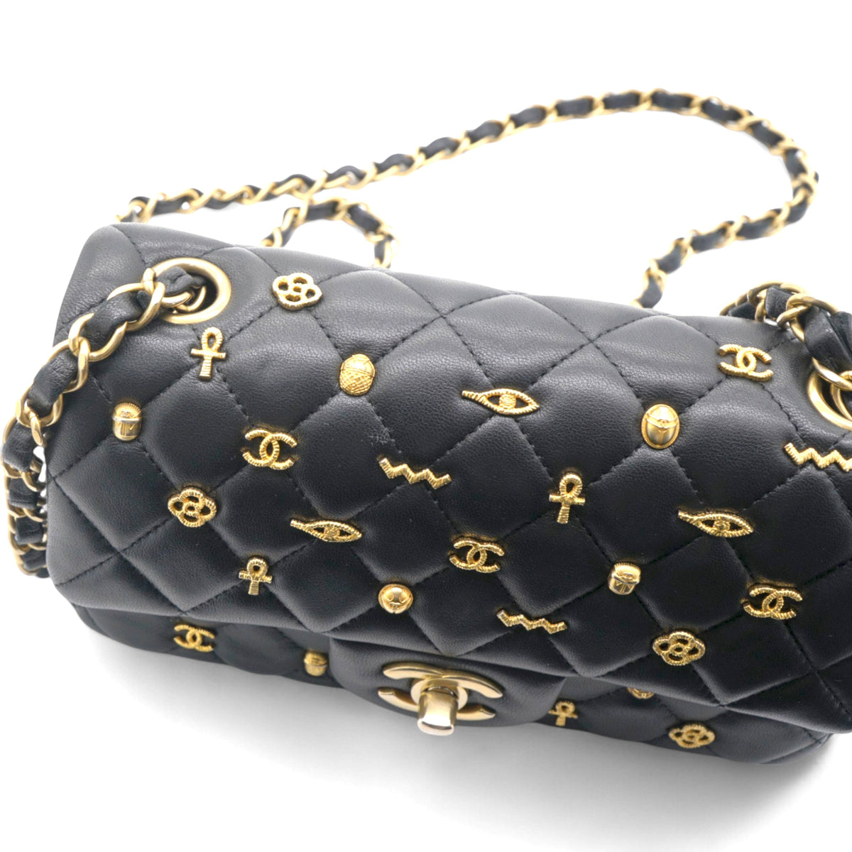 Chanel Quilted Egyptian Amulet Mini Rectangular Flap Black
