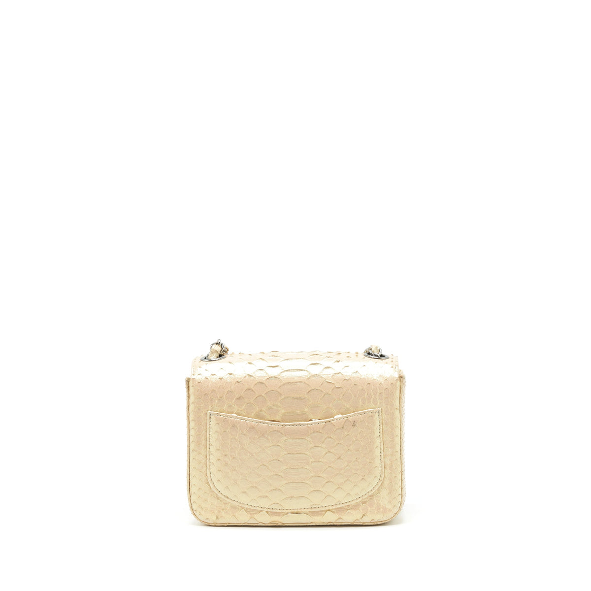 Chanel Mini Square Flap Bag Python Iridescent Light Beige SHW