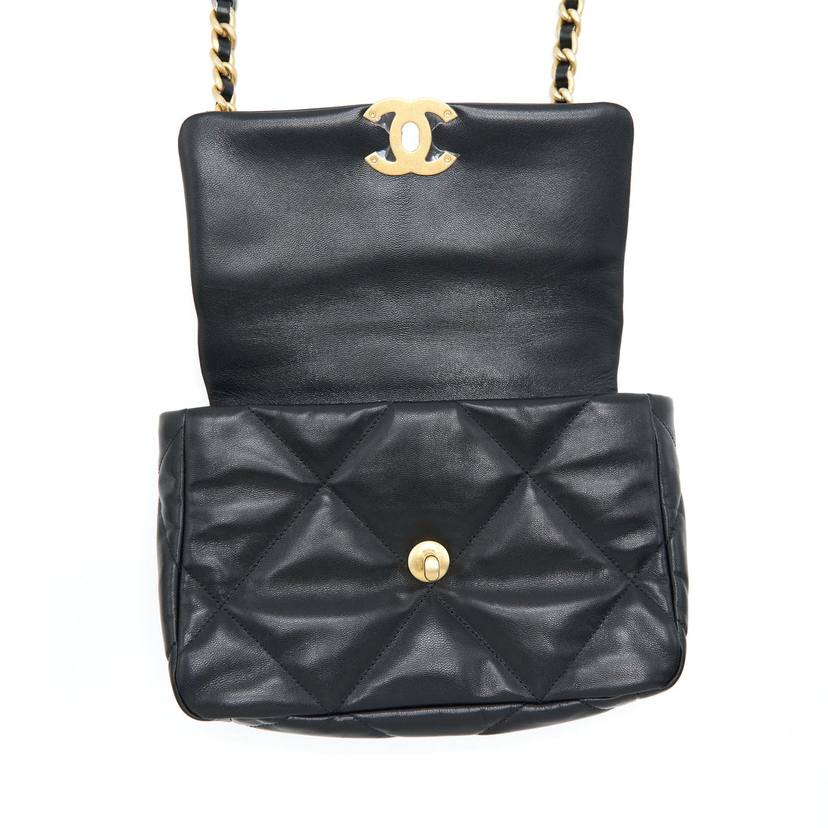 Chanel Small 19 Bag Goatskin Black With Gold/Sliver Hardware