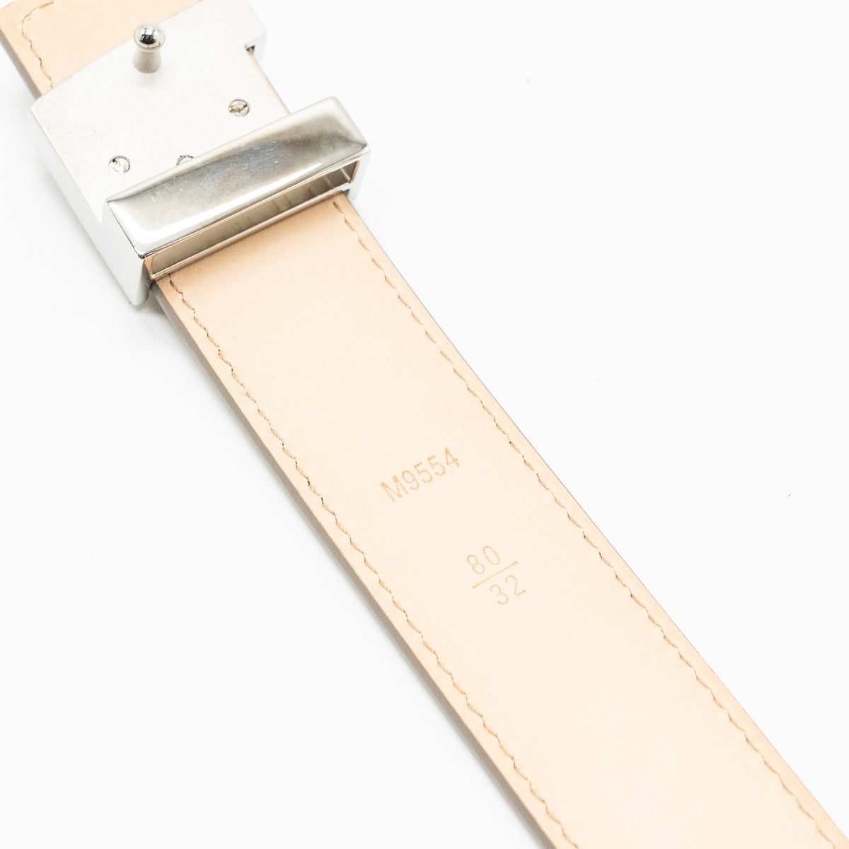 Louis Vuitton size 80 initials 30 mm belt epi white SHW