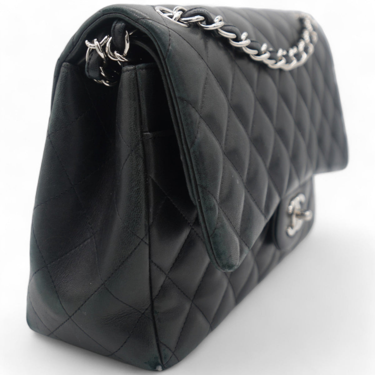 Chanel Lambskin Quilted Jumbo Double Flap Black