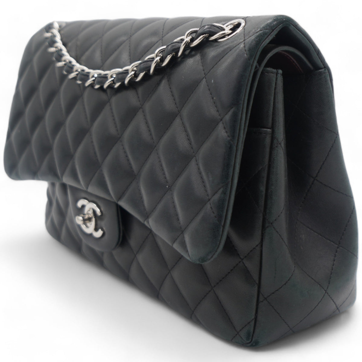 Chanel Lambskin Quilted Jumbo Double Flap Black