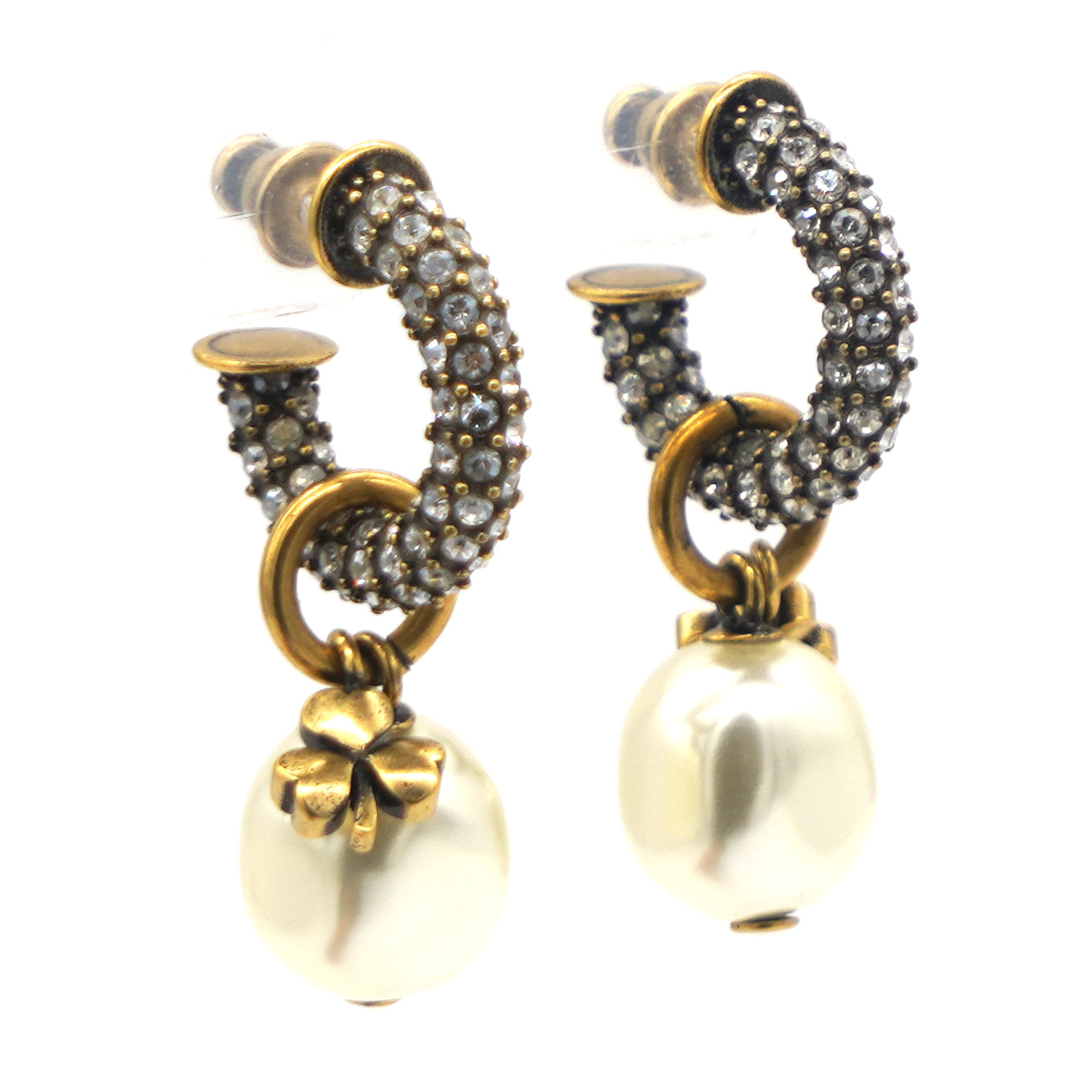 Dior Pearl Gold Tribales Earrings with crystals embellished