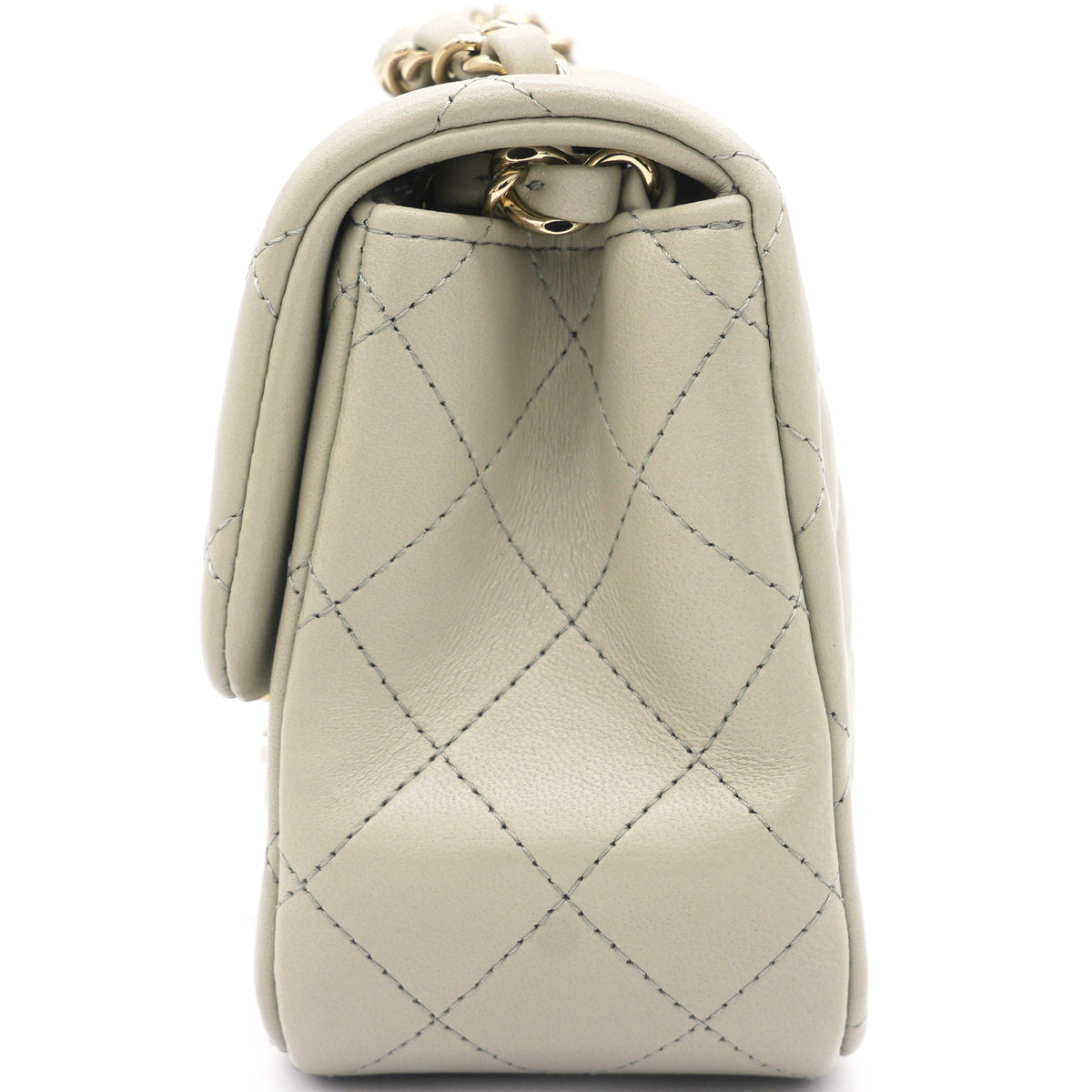 Chanel Lambskin Quilted Mini Square Flap Grey