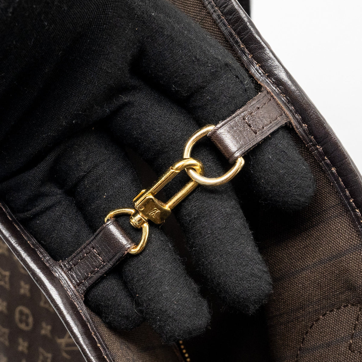 Louis Vuitton vintage neverfull MM fabric dark brown GHW