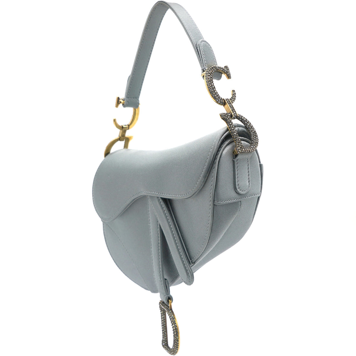 Dior Grey Satin Mini Saddle Bag
