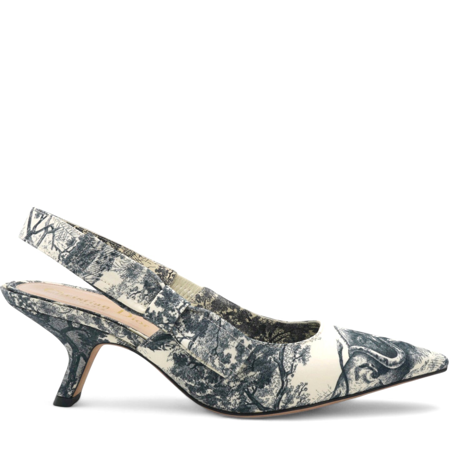 Dior Toile De Jouy Sweet D Slingback Pumps  Off White Size 36.5