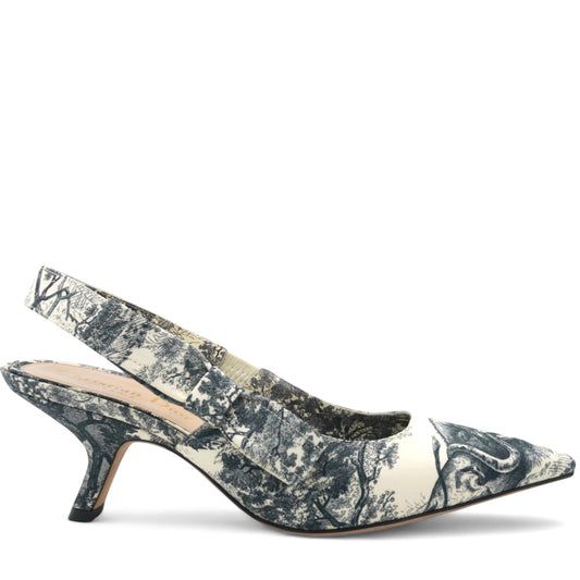 Dior Toile De Jouy Sweet D Slingback Pumps  Off White Size 36.5