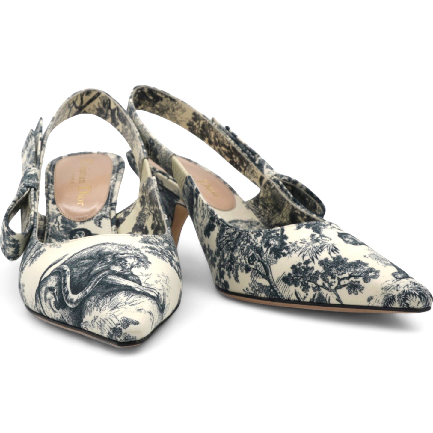 Dior Toile De Jouy Sweet D Slingback Pumps  Off White Size 36.5