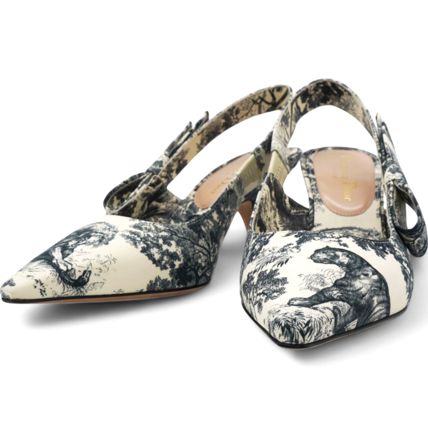 Dior Toile De Jouy Sweet D Slingback Pumps  Off White Size 36.5