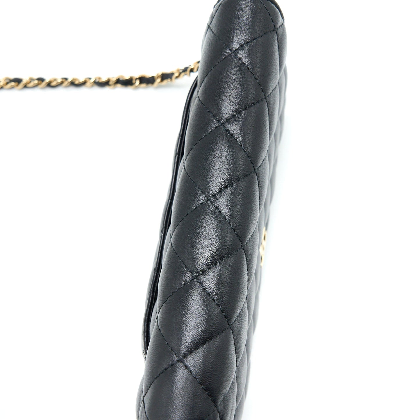 Chanel Quilted Wallet on Chain with Camellia Chain Lambskin Black LGHW