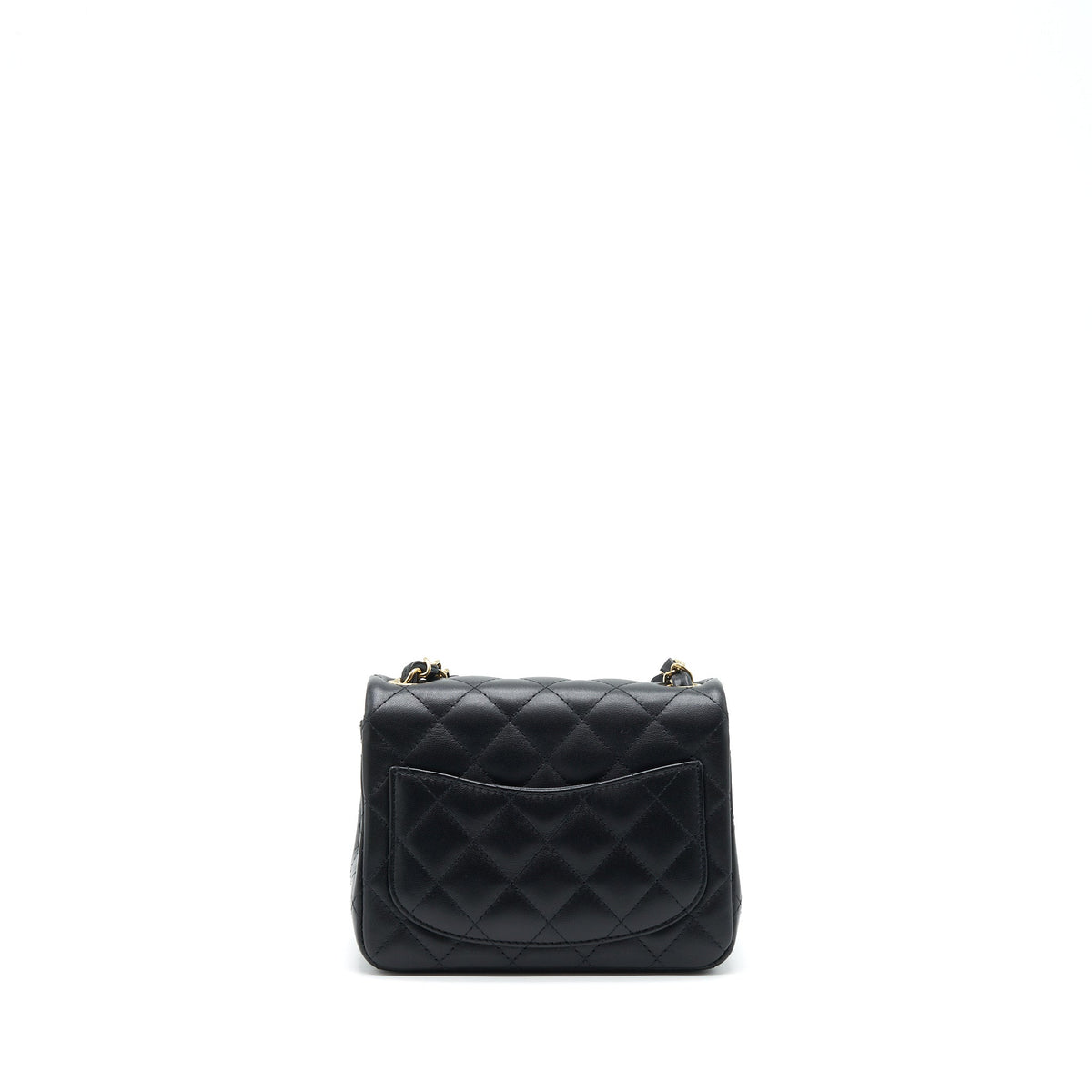 Chanel Mini Square Flap Bag Lambskin Black LGHW (Microchip)
