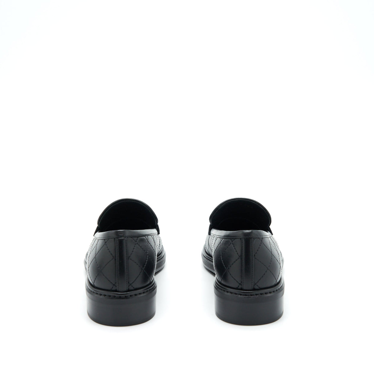 Chanel Size 37 Quilted Leather With CC Logo Loafer Black LGHW
