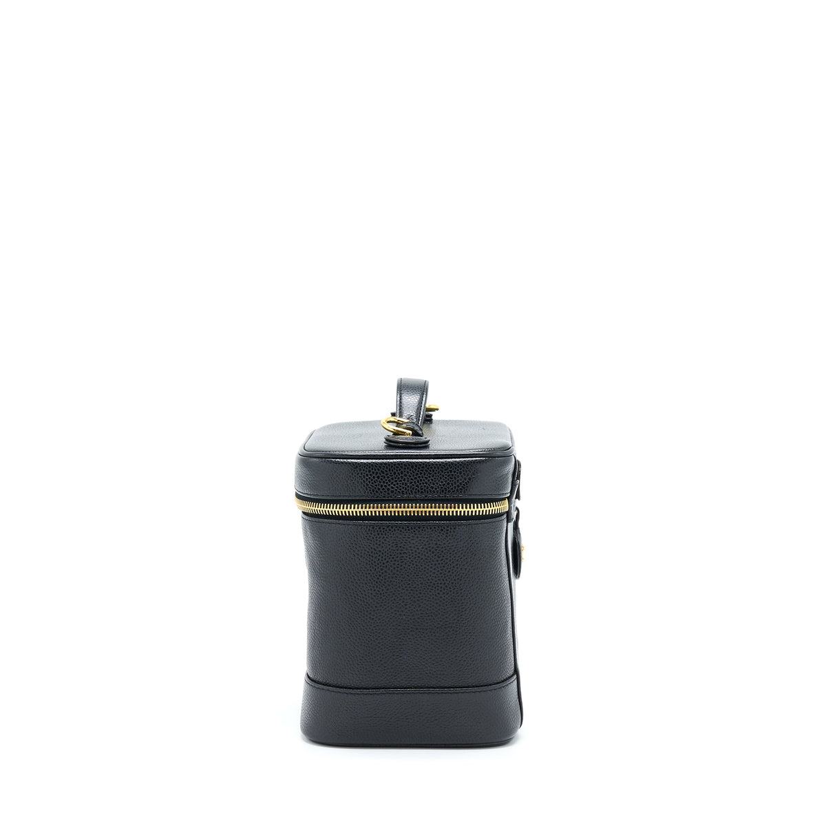 Chanel Vintage Vertical CC Logo Cosmetic Vanity Caviar Black GHW