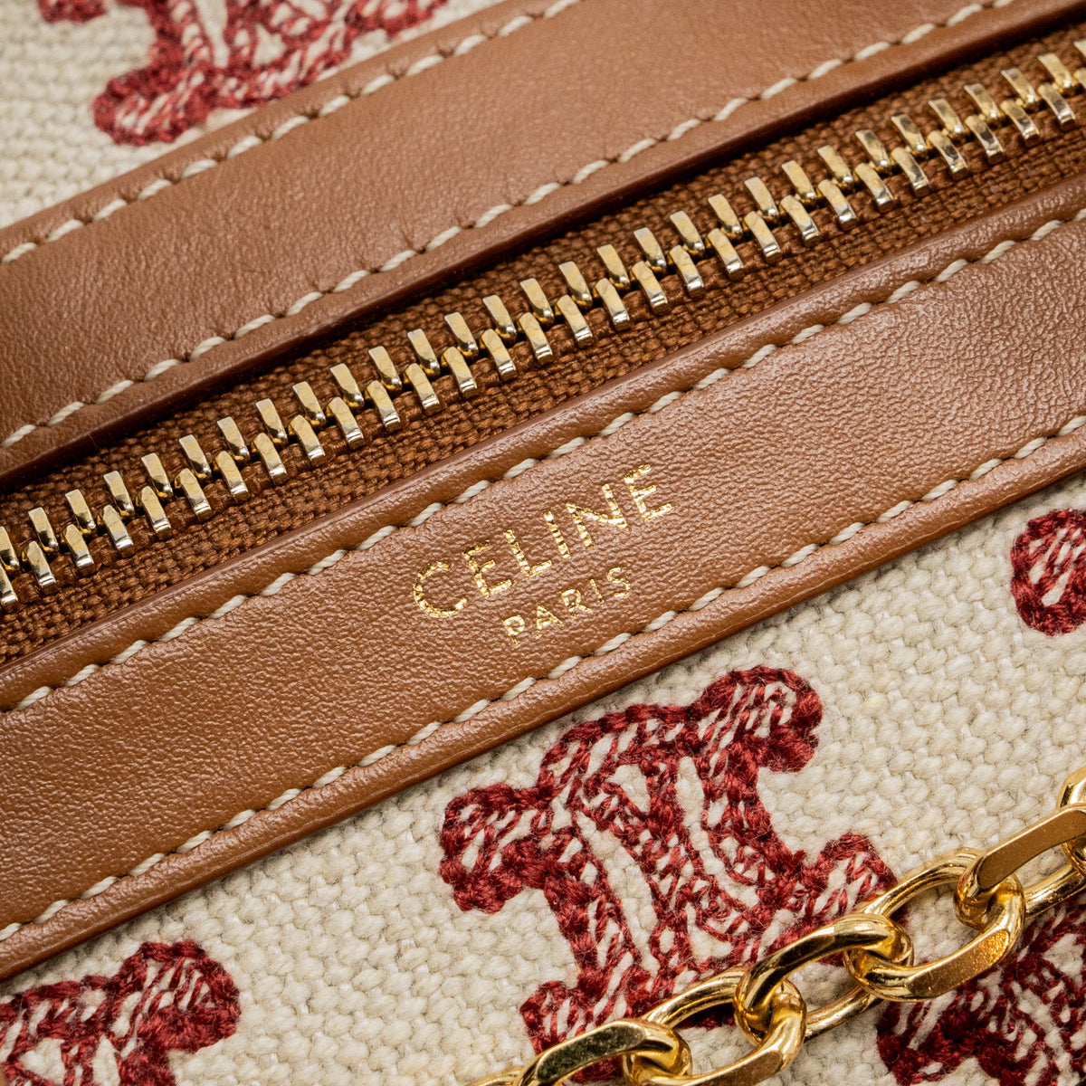 Celine Small Boston Textile Triomphe Fox Red GHW
