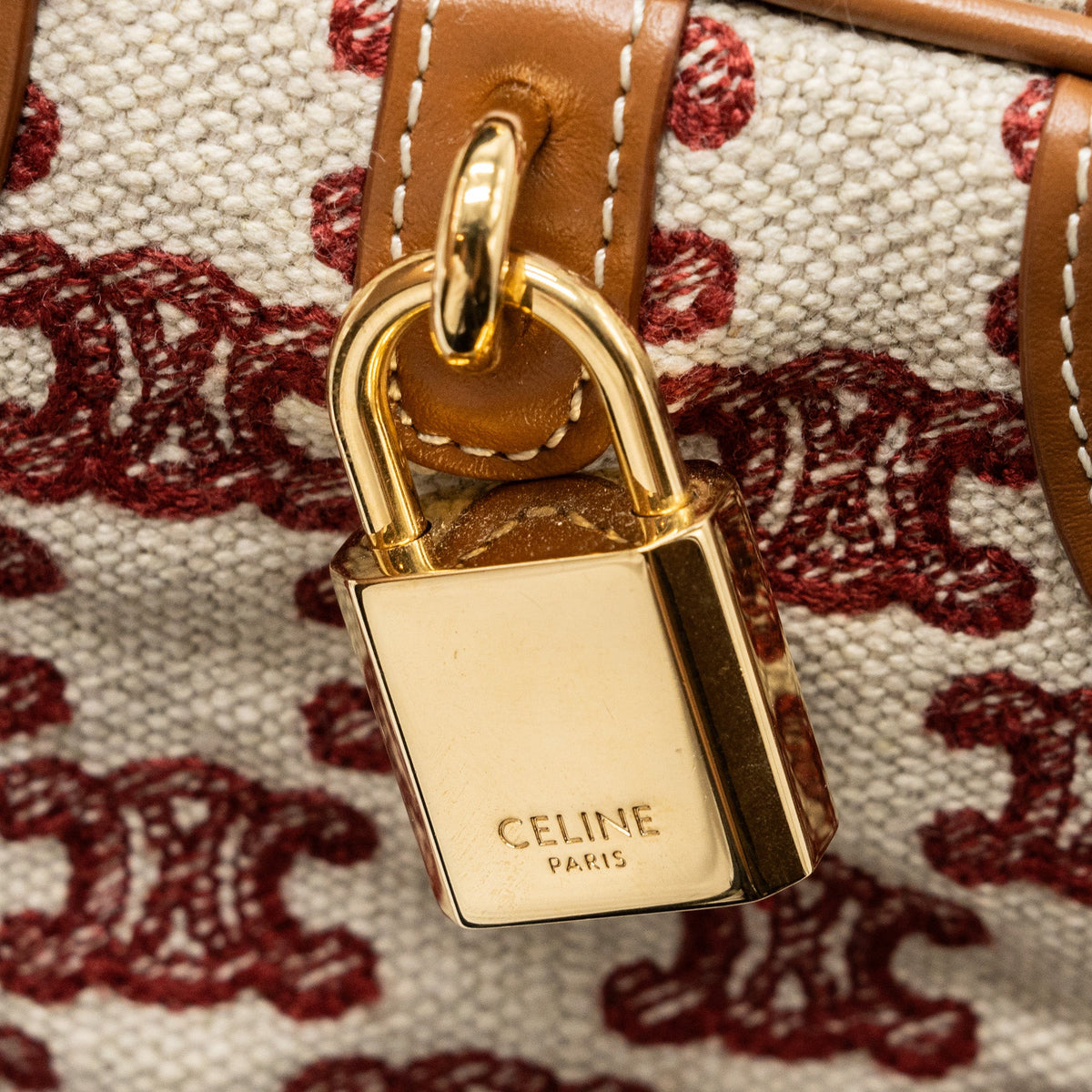 Celine Small Boston Textile Triomphe Fox Red GHW